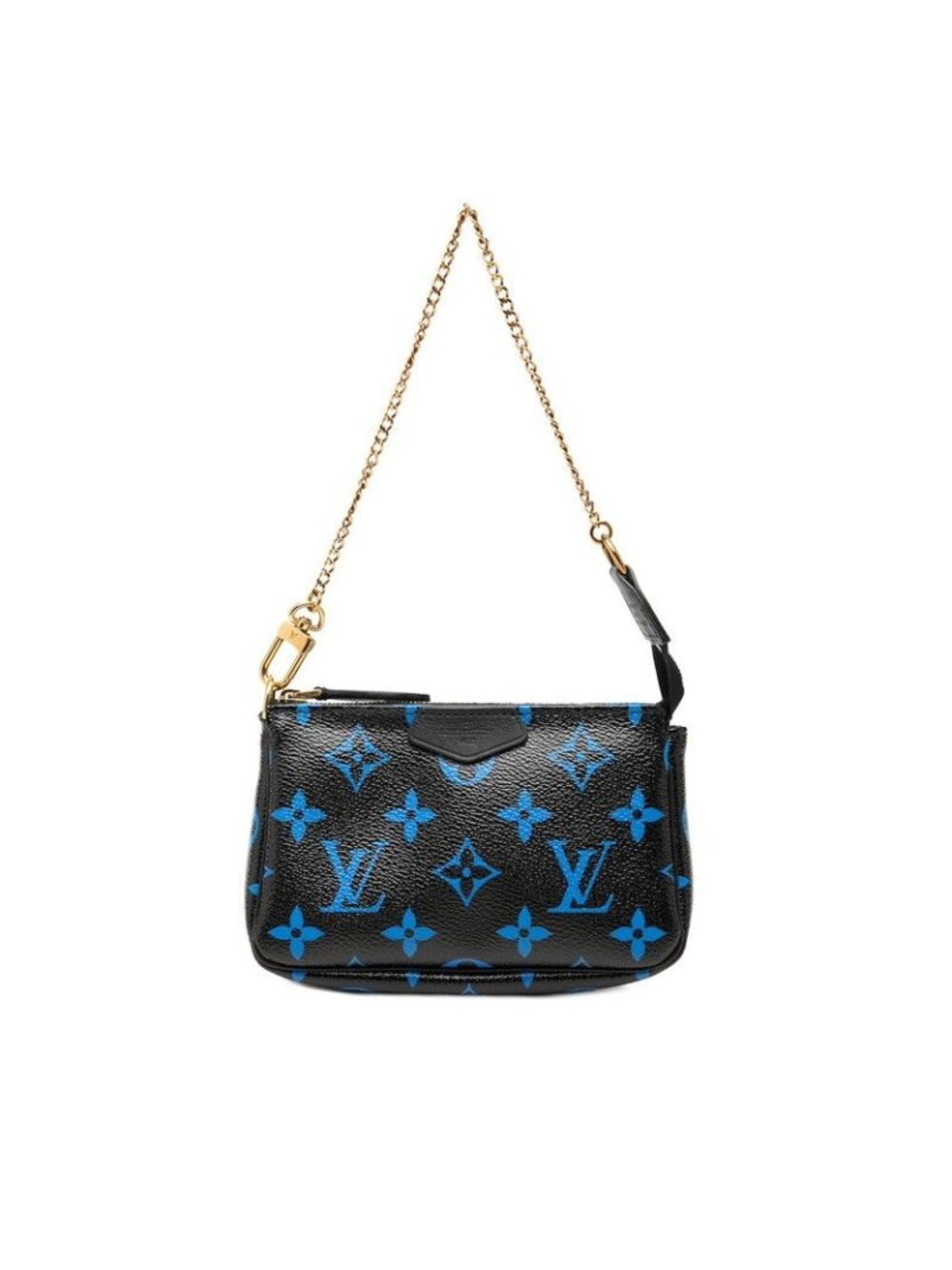 Louis Vuitton Monogram Color Mini Pochette Pouch Handbag Noir Black Blue Leather